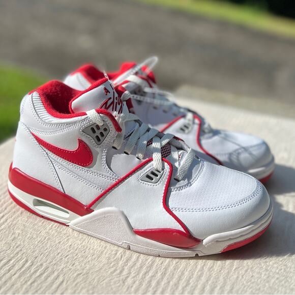 NEW Size 7Y Womens Size 8.5 Nike White & Red Air Flight 89 Big Kids Sneakers - Picture 4 of 8